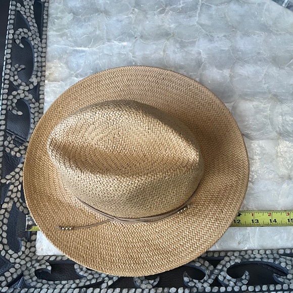 Hat Attack 100% Paper Straw Brimmed Hat Beach Wedding Honeymoon Adjustable Tan - Picture 6 of 9